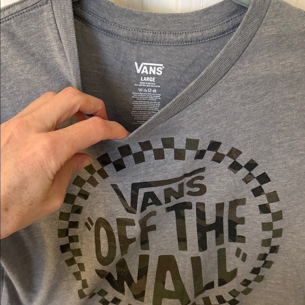 Vans Charcoal Tee with Checkered Logo